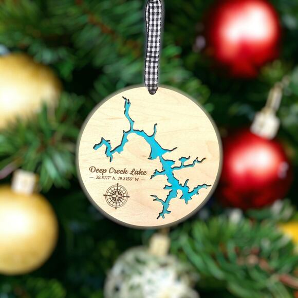 Lake Deep Creek Maryland Christmas Tree Ornament makes a perfect Holiday Gift - Picture 1 of 1